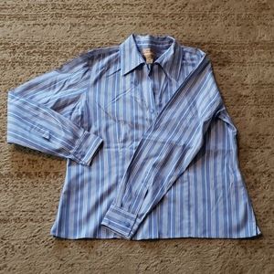 Women's 8P Blue and White Button Down Shirt